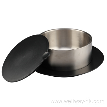 Round Stainless Steel Bowl With Lid And Tray